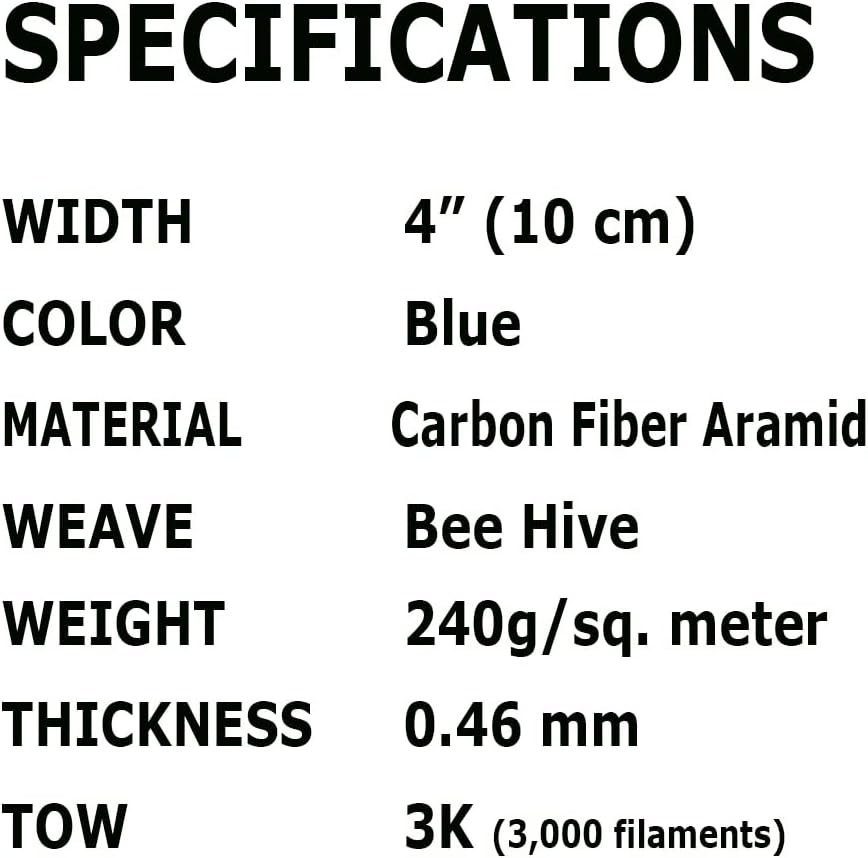KARBXON – 4 pulgadas – Tejido de colmena – Tela de aramida de fibra de carbono – Azul – 3K – 8.47 ozmetro – Tejido de colmena – Tela de tela de