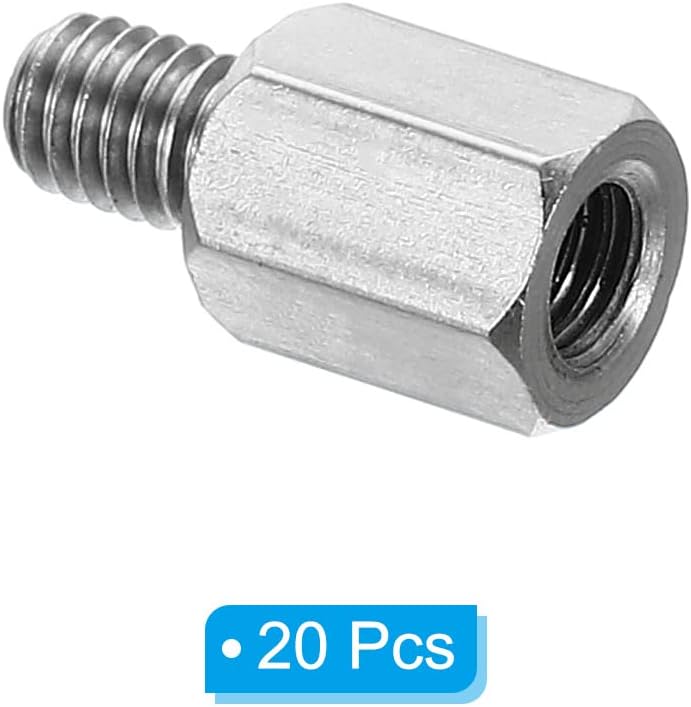 PATIKIL M3x6mm+0.157 in – Separador hexagonal macho-hembra, paquete de 20 tornillos de separación de PCB de acero inoxidable para placas base, cajas