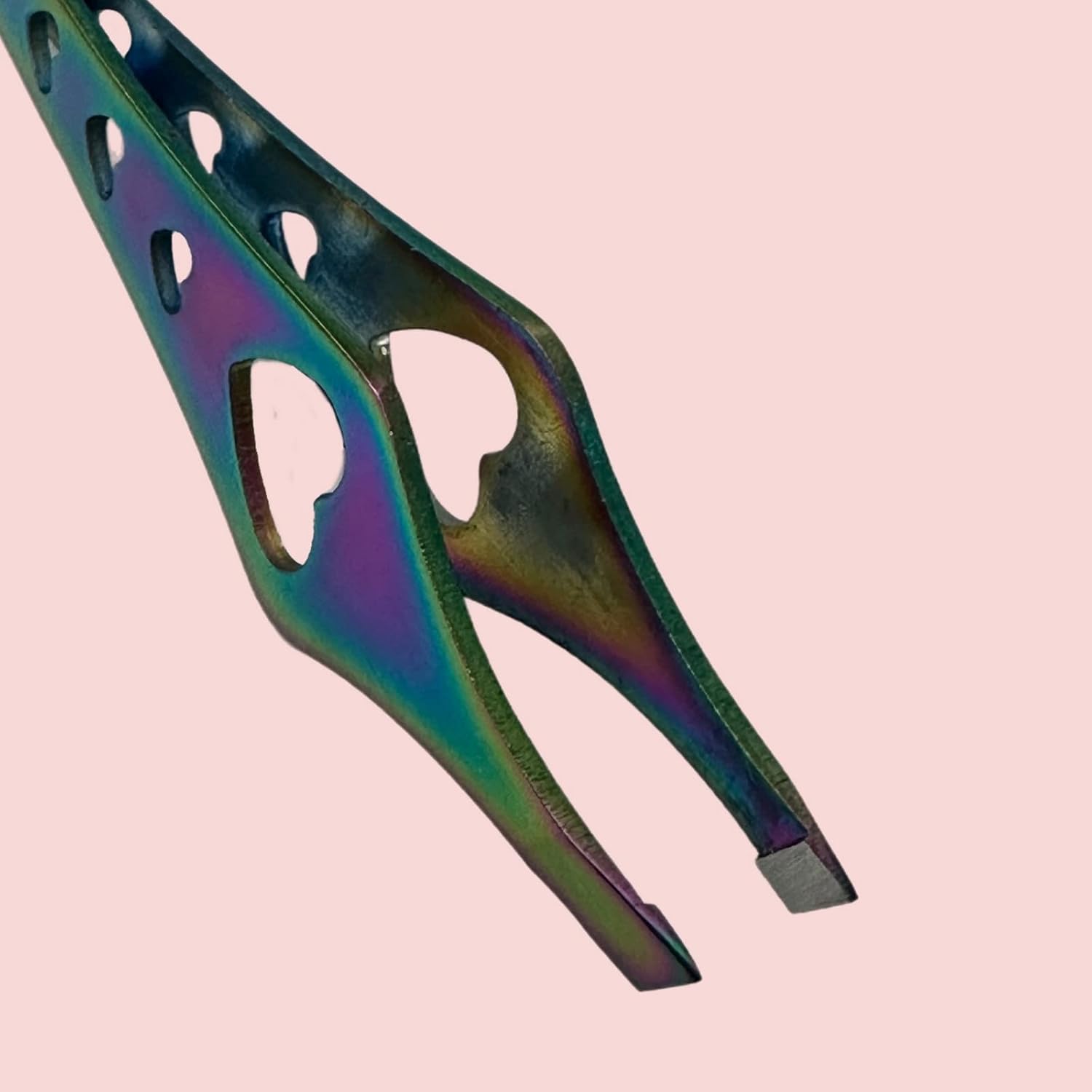 Pinzas de doble punta 2 en 1 de arco iris, pinzas de precisión inclinadas afiladas para cejas y depilación encarnada, herramienta para el cuidado de