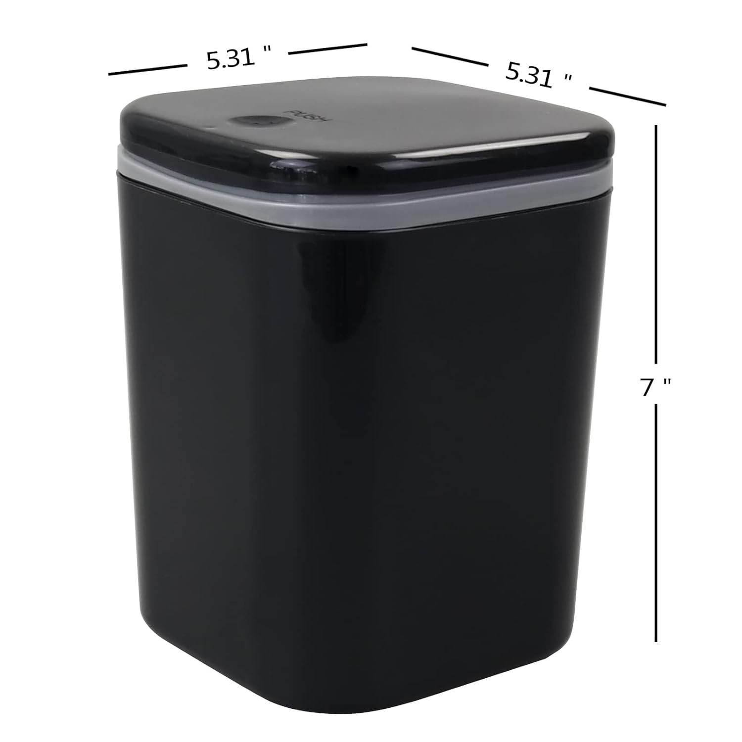 Bringer Basurero de escritorio de 2 L, bote de basura pequeño de plástico de 0.5 galones con tapa, color negro