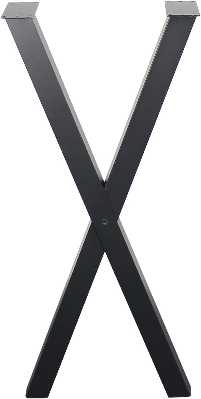 Patas de metal para mesa de 35 pulgadas, resistentes en forma de X, juego de patas de escritorio de metal de 2,35 pulgadas de altura y 15 pulgadas