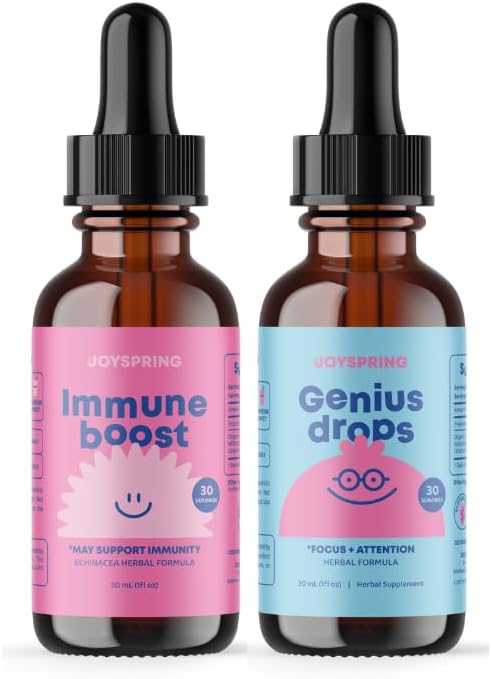 JoySpring Genius Drops para la concentración y el refuerzo inmunológico gotas que apoyan un sistema inmunológico saludable – Haz que tus hijos pasen