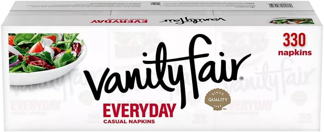 Vanity Fair – Servilletas de papel para uso diario, 110 servilletas desechables de 2 capas (paquete de 3), 330 en total