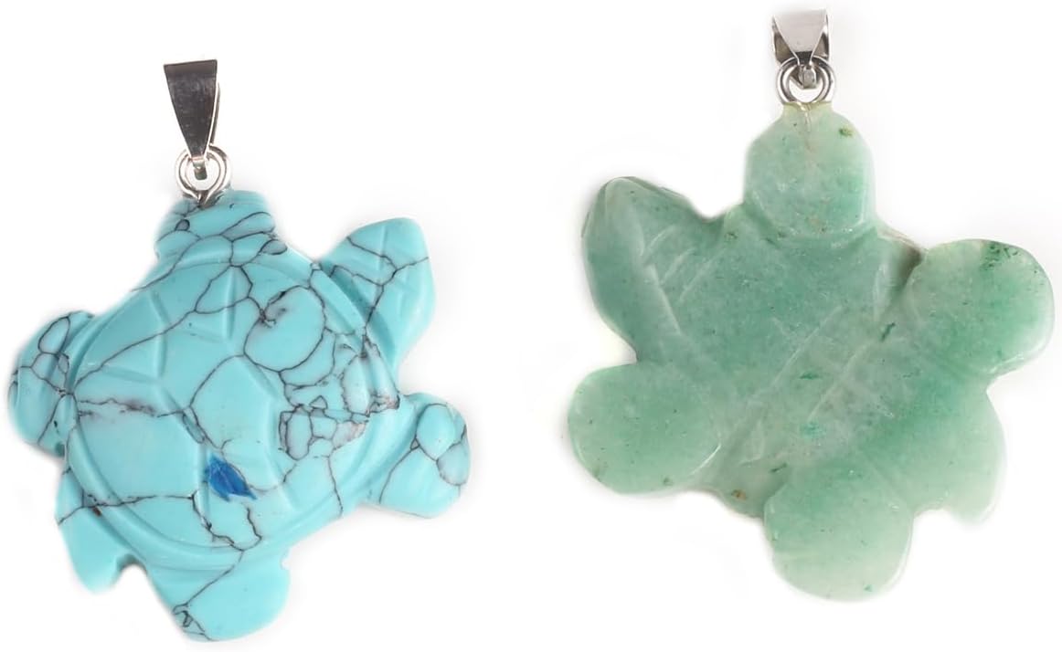 4 dijes de piedra natural, cuarzo rosa, unakita, tortuga en forma de abalorio, para hacer joyas, accesorios de bricolaje, para collares (colores