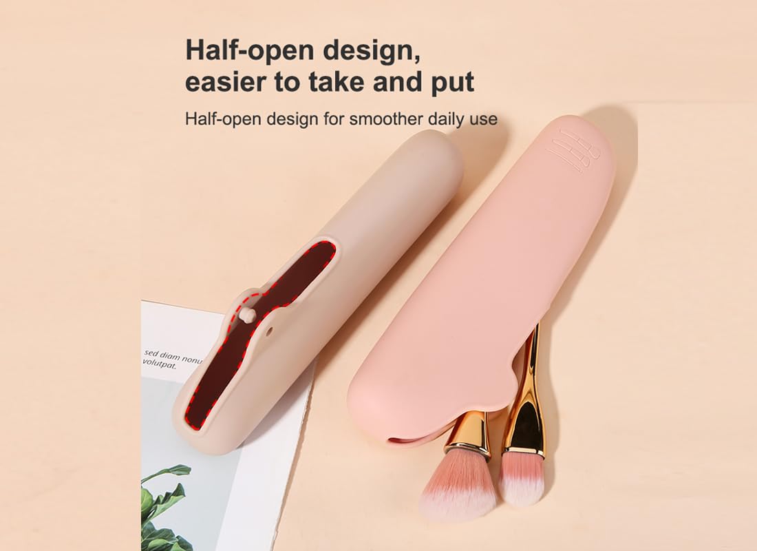 Esponja de maquillaje de viaje de silicona suave y soporte para pinceles, a prueba de polvo, portátil cosmético para belleza facial, organizador de