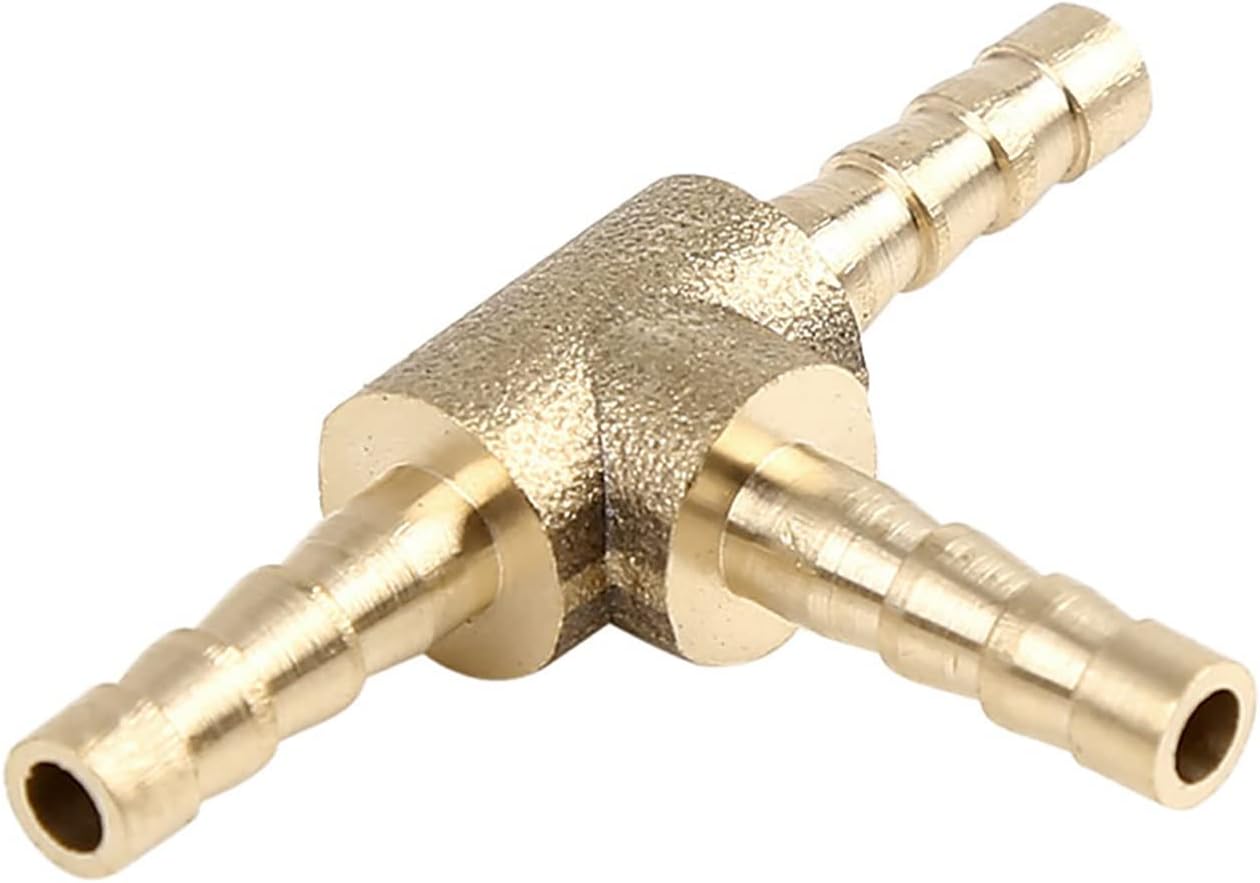 X AUTOHAUX Adaptador de conector en T de 3 vías de latón de manguera de 0.157 in para tubería de aceite de gas de agua de aire, 5 unidades