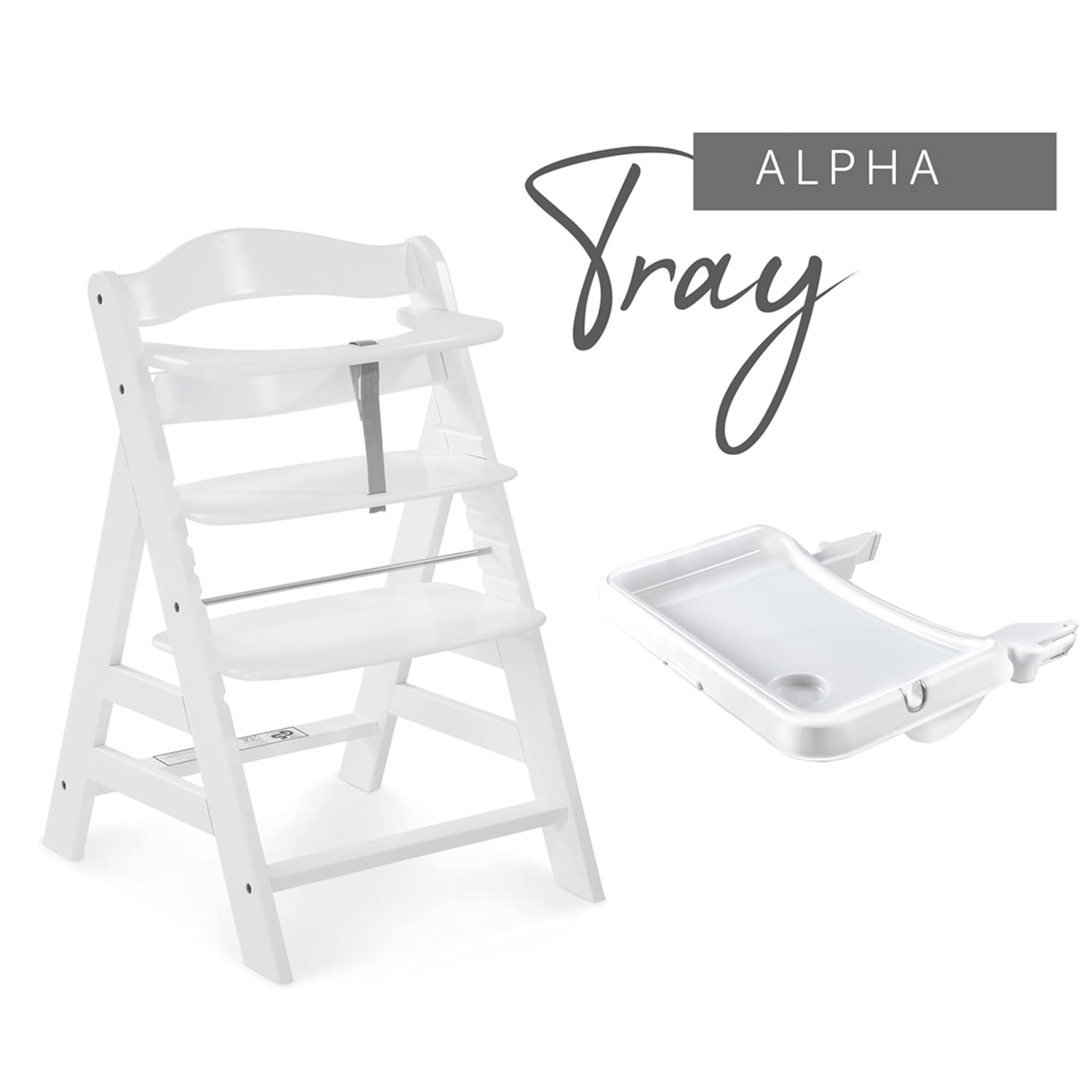hauck Bandeja de comida para silla alta para silla alta alfa y beta con almohadilla de cojín, bandeja para silla de bebé con soporte para tazas,