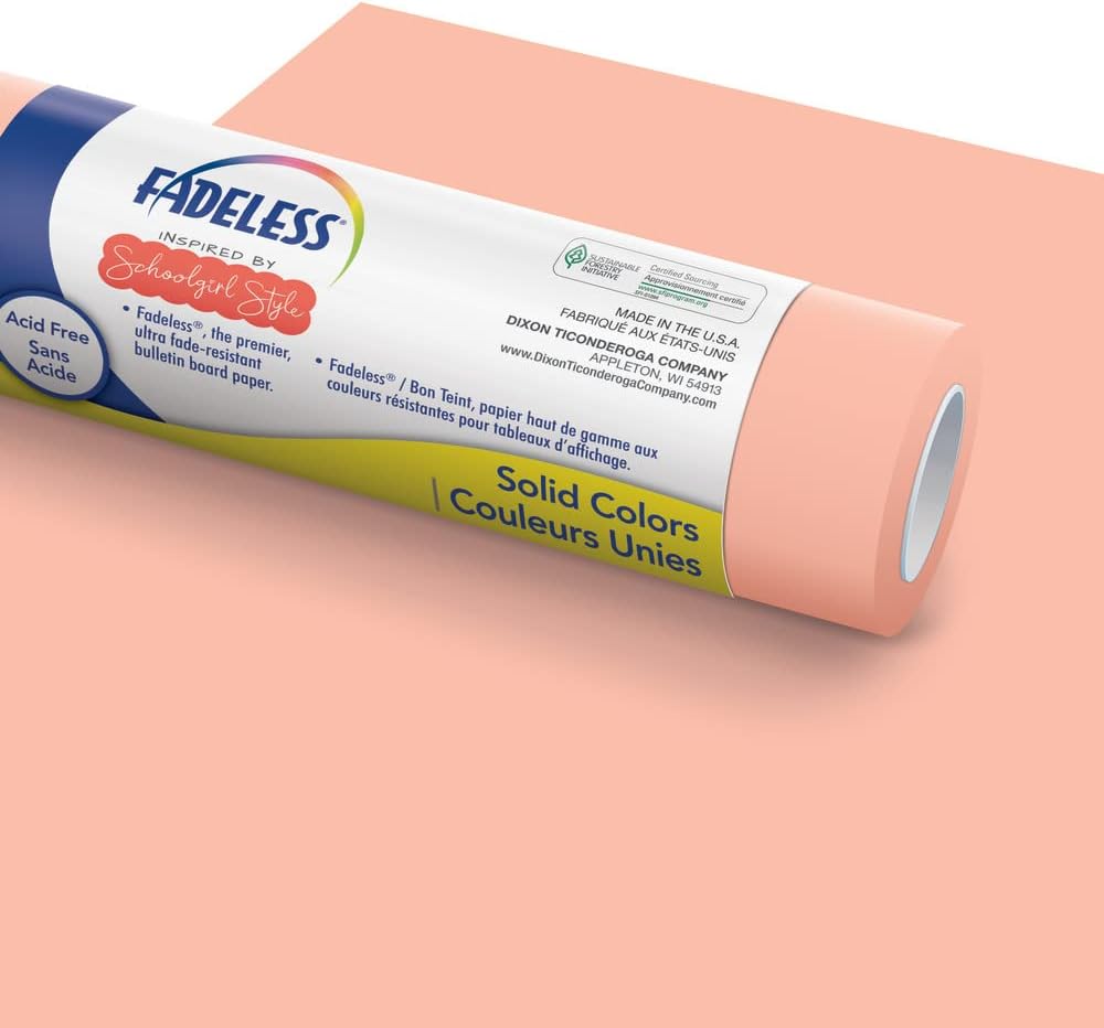 Fadeless Schoolgirl Style – Papel para tablón de anuncios, azúcar coral, 48 pulgadas x 50 pies, 1 rollo