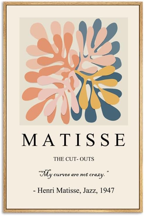 Zzuyi Henri Matisse – Arte de pared enmarcado, impresiones de arte botánico bohemio de Matisse, decoración estética de habitación pastel danés,