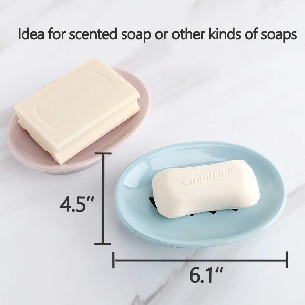 WYOK Paquete de 2 jaboneras con soporte para jabón de drenaje, fácil limpieza, ahorrador de jabón, bandeja de jabón blanda para ducha, baño, cocina