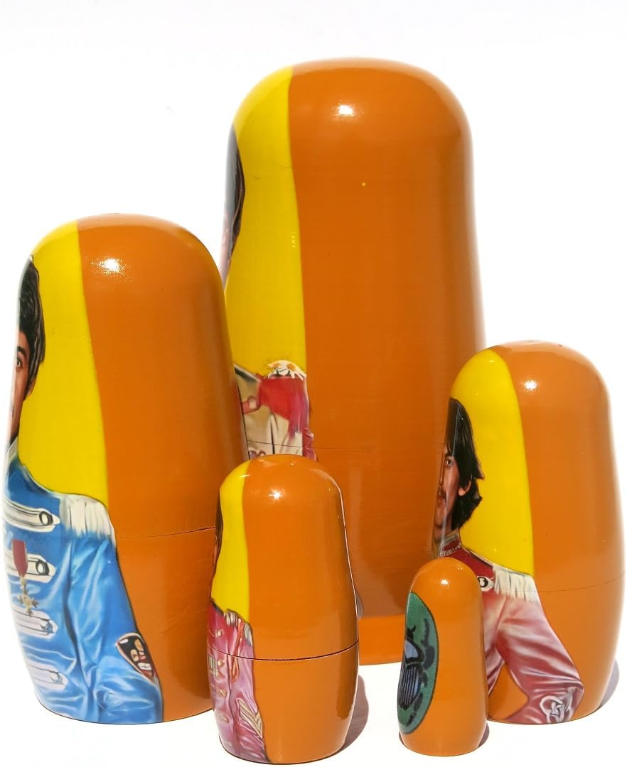 Beatles SGT. Pepper’s – Muñecas anidadas apilables en muñeca Matryoshka Set de 5.75 pulgadas de alto