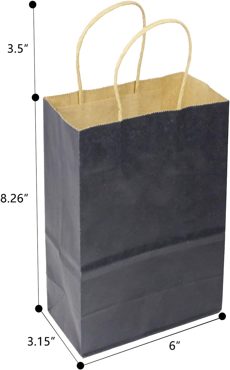Bakepacker 32pcs pequeñas bolsas de papel de regalo con asas 8.26 “x 6″ × 3.15” bolsas pequeñas azul marino Kraft bolsas