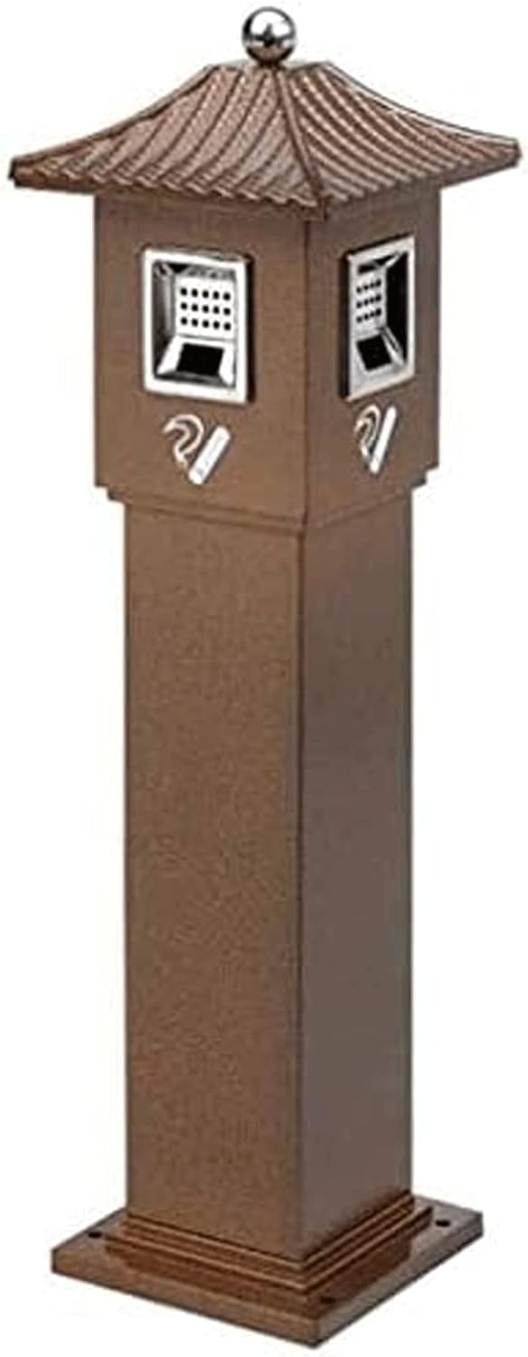 Bote de basura Stainless Steel Outdoor Ashtray Vertical Cigarette Butt Column Fixed Hotel Outdoor Trash Can with Ashtray Out Smoke Head Tube