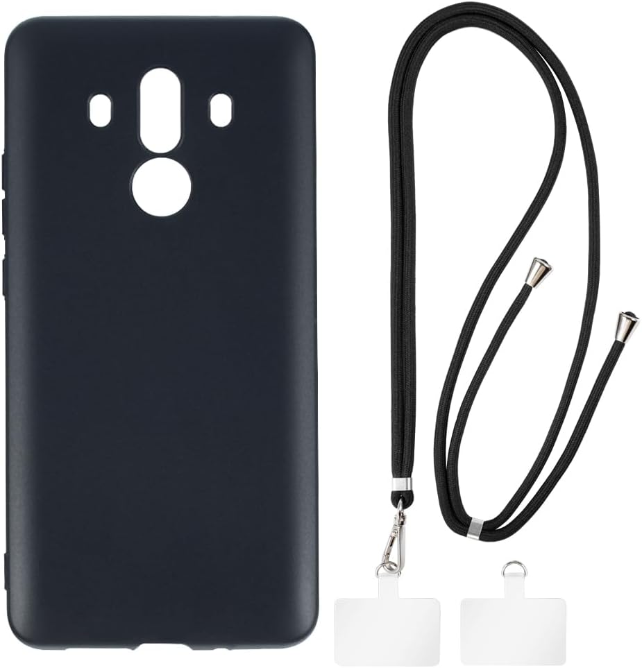Shantime Funda Huawei Mate 10 Pro + cordones universales para teléfono móvil, correa suave para el cuellocruzado, funda de silicona TPU para Huawei