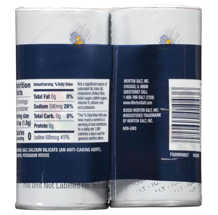 Salero yodado Morton – 2 CT X2..4 en total, por Litezout y empaquetado en una caja Litezout