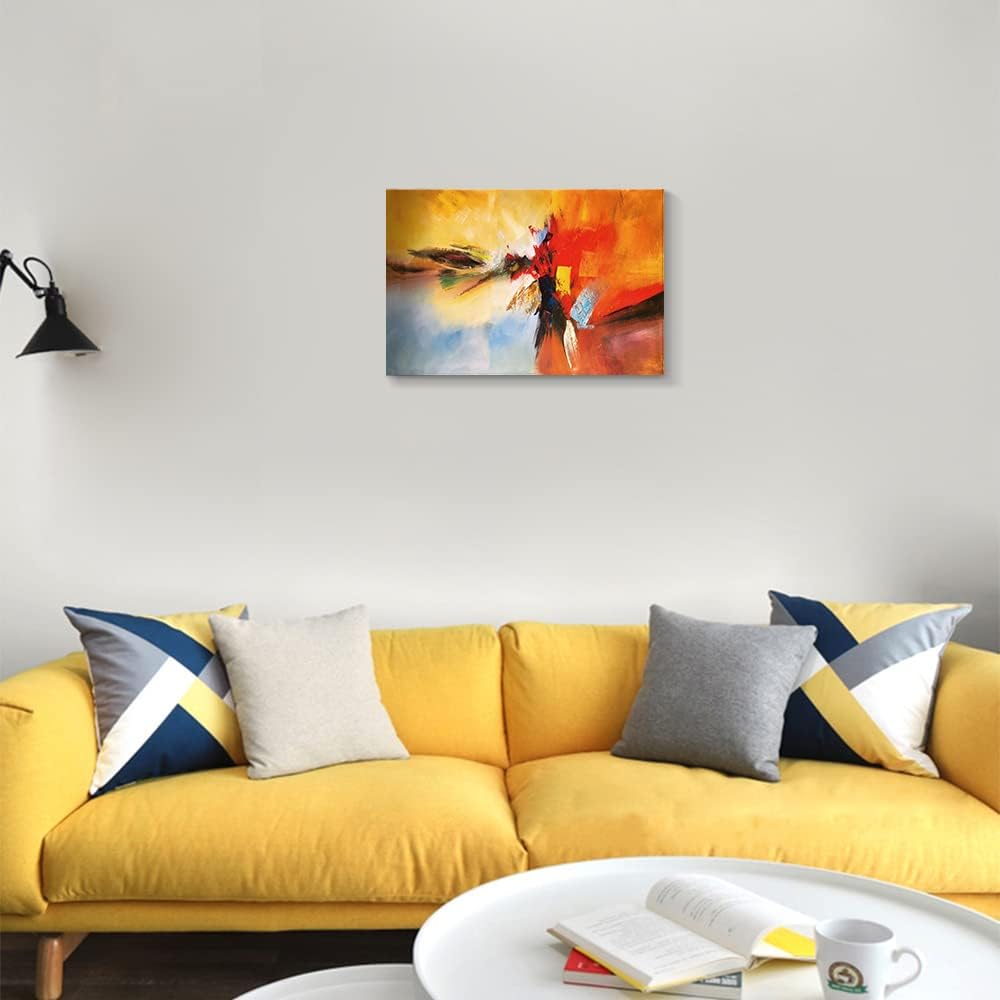 Lienzo decorativo amarillo para pared, pinturas de arte abstracto, colores rojos cálidos, graffiti sobre fondo blanco, decoración moderna para sala