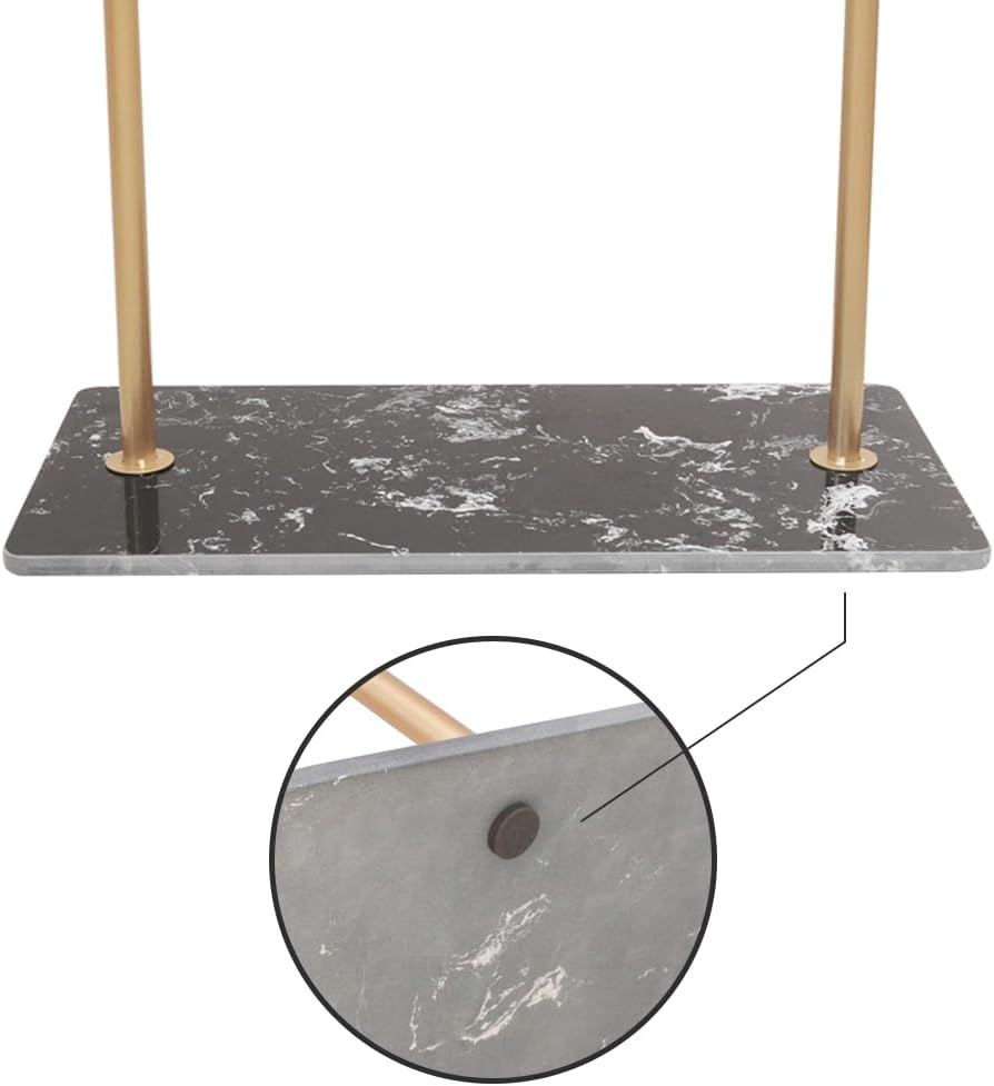 Perchero de metal con base de mármol, soporte para colgar ropa para dormitorio, perchero de pie, perchero resistente, perchero independiente, dorado