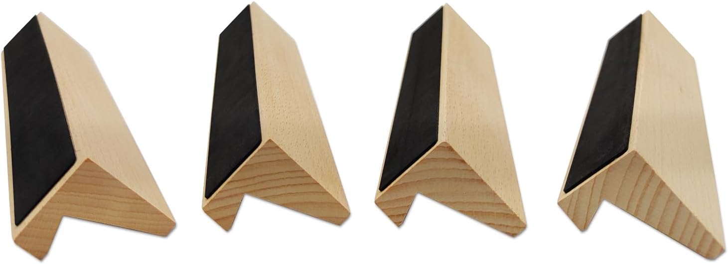 Wooden Domino TraysRacks Set of 4, Dominoes Set Holders 4 Beech Wood Racks for Domino Tiles Game – Tiles NOT Included