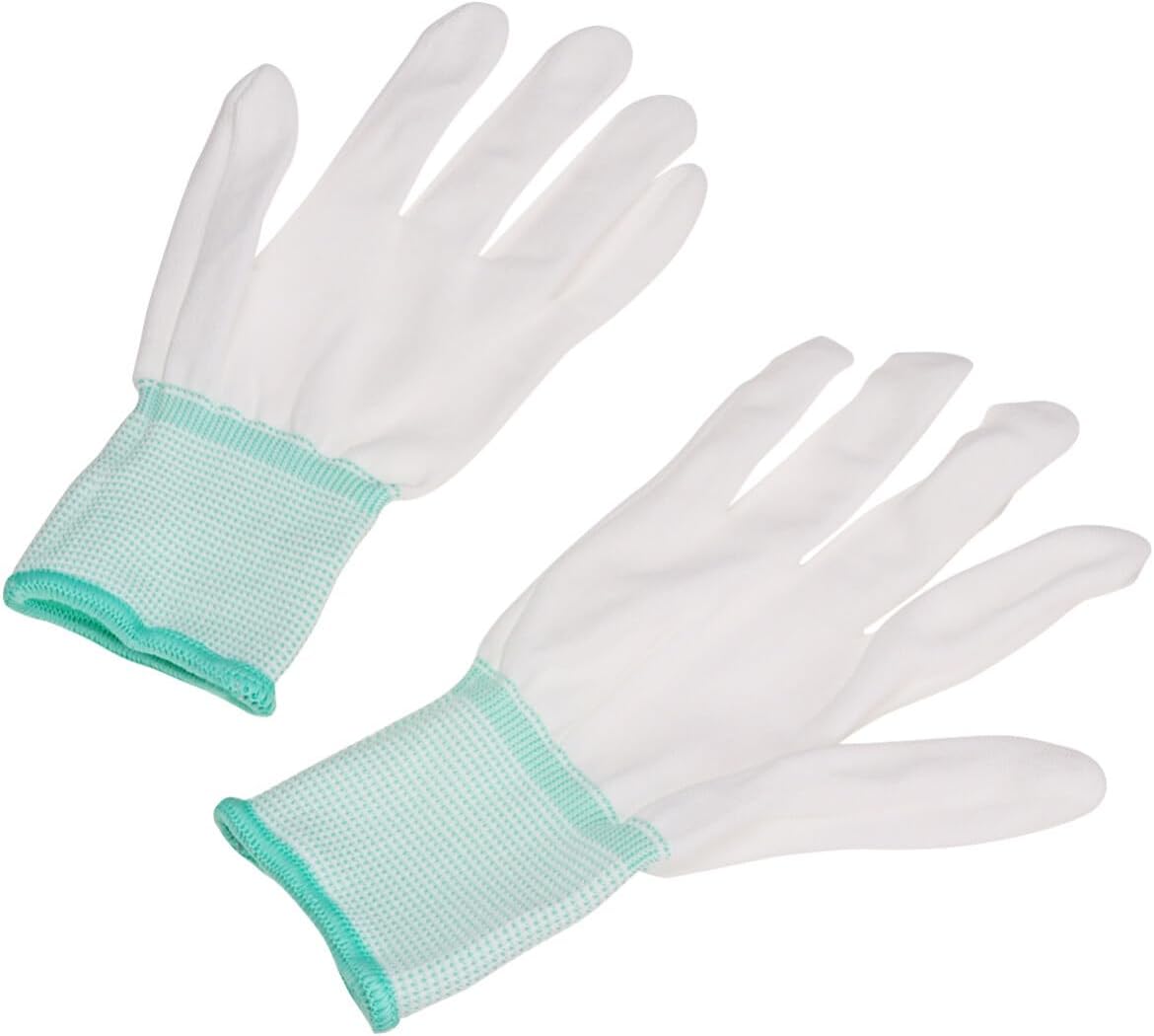 KESYOO 12 pares de guantes resistentes a los cortes, guantes de trabajo de nailon, guantes de trabajo antiestáticos, guantes de seguridad blancos