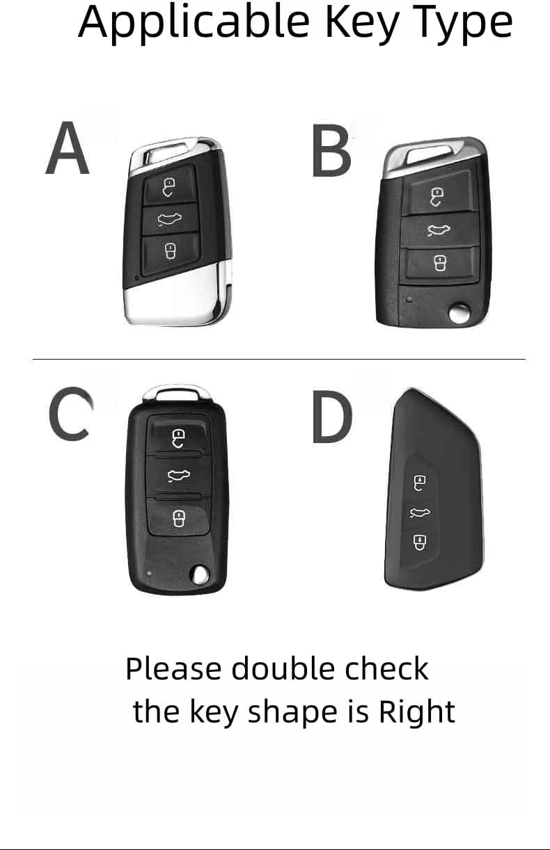 Funda para llavero de fibra de carbono real, aleación de zinc, llavero, funda para llavero compatible con Volkswagen VW Jetta Golf Polo Passat MK8