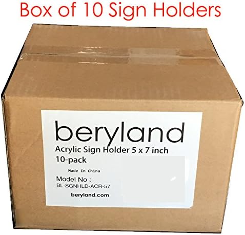 Beryland soporte de carteles de acrílico y portamenú, 5 x 7 pulgadas, paquete de 10 unidades