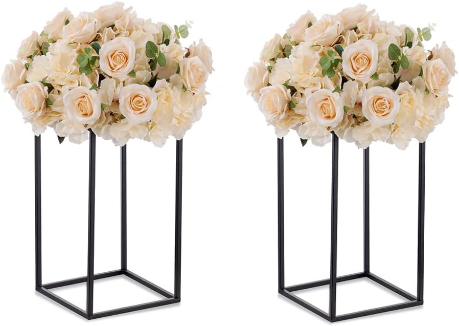 Soporte de pedestal negro para plantas, 2 piezas, soporte de metal para plantas, soporte de flores de 15.75 pulgadas de alto, soporte para flores,