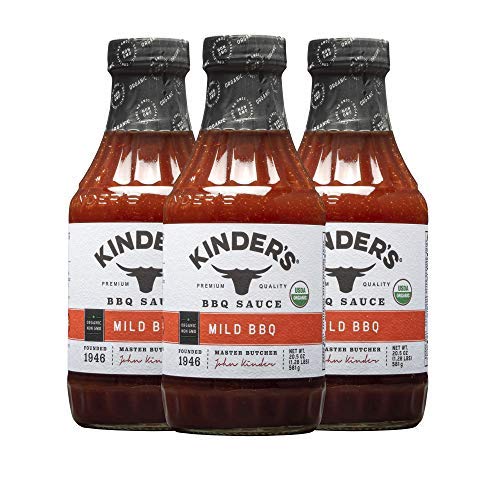 KINDER’S Organic Mild BBQ Sauce, 20.5 Oz, 3-Pack