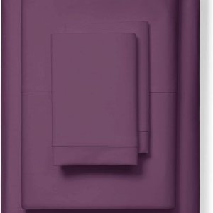 Juego de sábanas de 1000 hilos de algodón 100 % puro, 4 piezas, tamaño California King, color ciruela, hilos de algodón peinado de fibra larga de Juego de sábanas de 1000 hilos de algodón 100 % puro, 4 piezas, tamaño California King, color ciruela, hilos de algodón peinado de fibra larga de