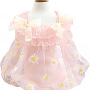 MaruPet Elegante vestido de princesa brillante de margarita con punto de lazo para perro pequeño, extra pequeño, pug, chihuahua, shih tzu, Yorkshire MaruPet Elegante vestido de princesa brillante de margarita con punto de lazo para perro pequeño, extra pequeño, pug, chihuahua, shih tzu, Yorkshire