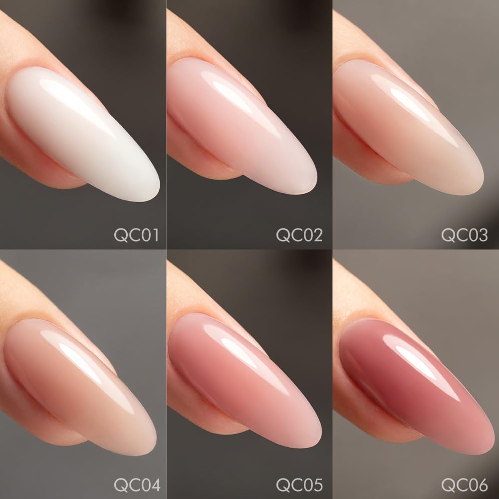 VENALISA – Juego de esmaltes de uñas de gel gel para uñas, color rosa nude, 6 colores neutros, transparentes, blanco lechoso, kit de manicura, arte