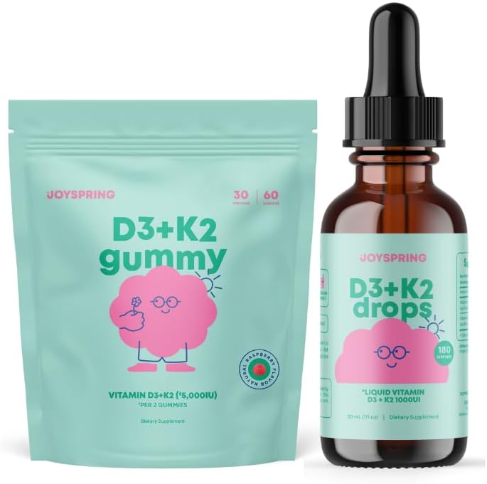 JoySpring Gomitas líquidas de vitamina D y vitamina D3 para niños