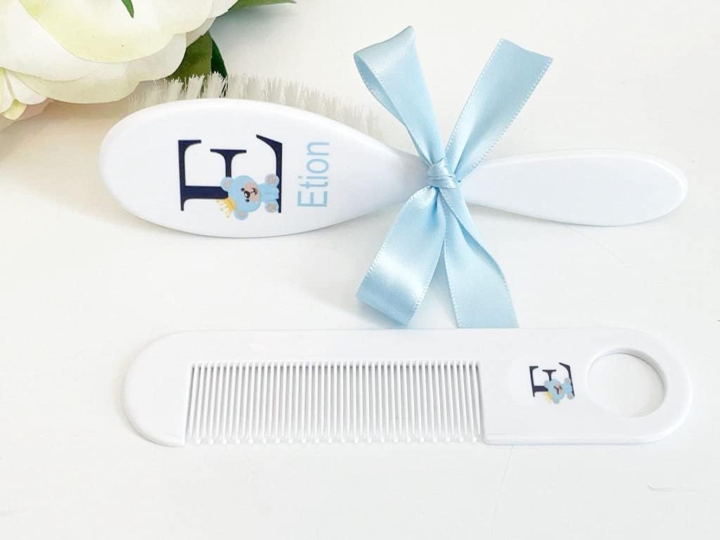 Regalo personalizado para bebé juego de cepillo y peine para bebé, adecuado para edades de 0 a 3 años, regalo para recién nacido, regalo para bebé