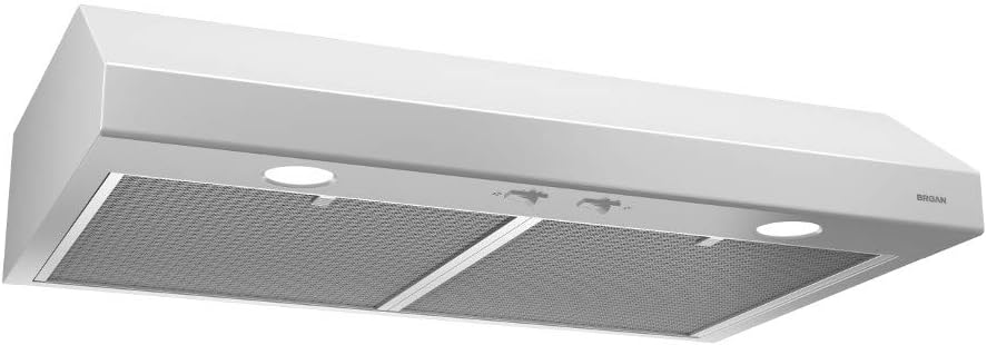 Broan-NuTone BCSD136BL Glacier – Campana extractora de cocina con luz BCSD, BCSD136WW