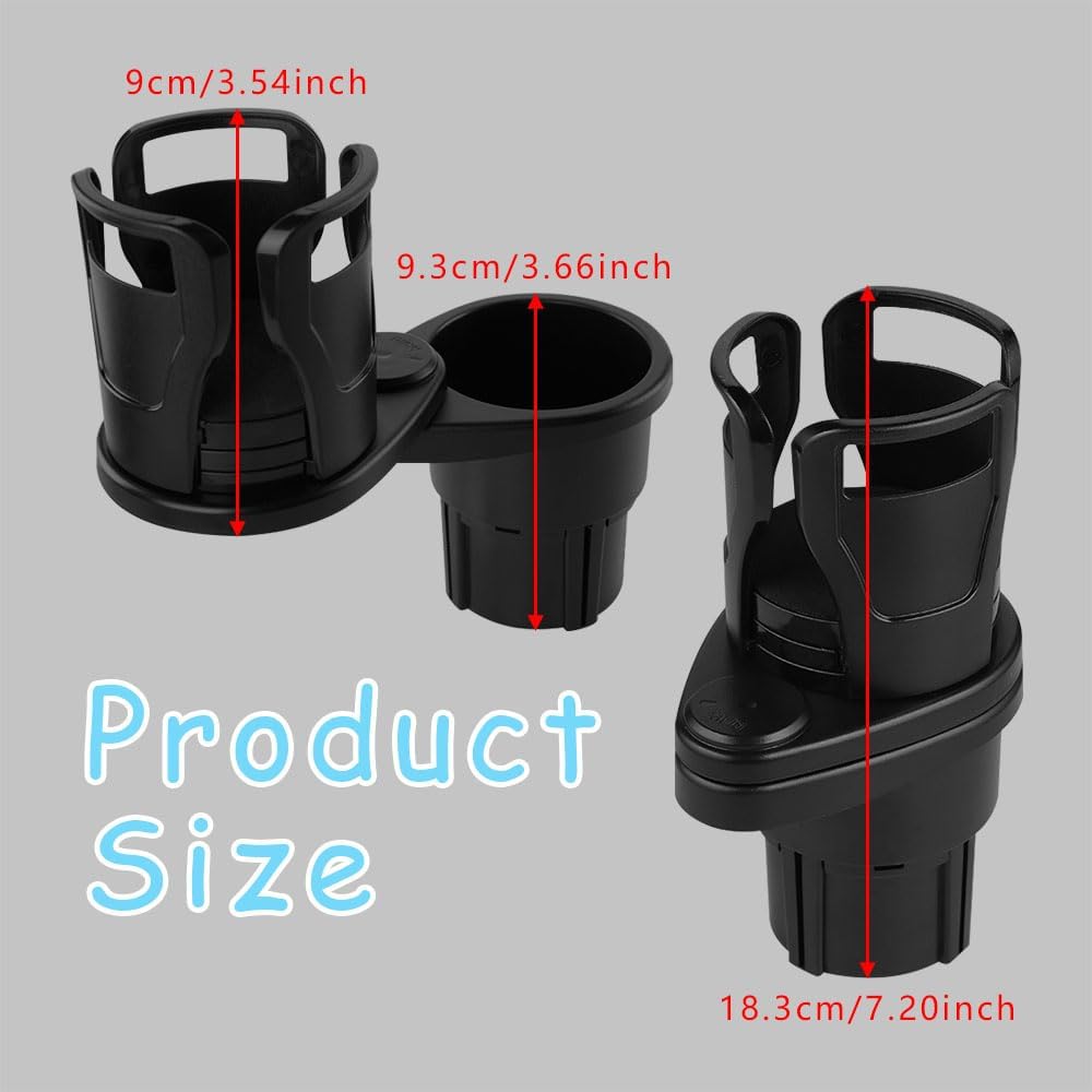 Expansor de portavasos para automóvil, expansor de portavasos grande para automóvil, portavasos multifuncional con base ajustable giratoria de 360,