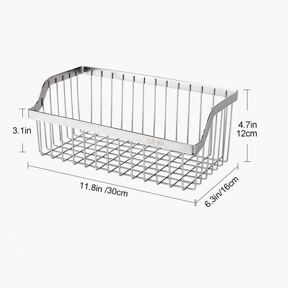Cestas de alambre de metal de acero inoxidable montadas en la pared para organización y almacenamiento de cocina, cesta de frutas colgante,