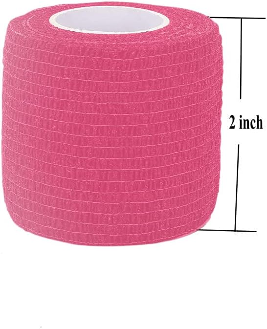 15 unidades de vendajes cohesivos autoadherentes de 2 pulgadas x 5 yardas, cinta médica, adhesivo de color rosa, flexibles, transpirables, de