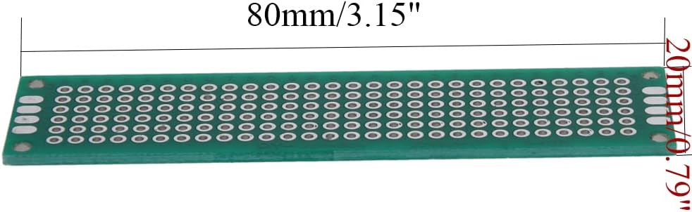Heyiarbeit Placa PCB de doble cara de 0.8×3.1 in, estañada a través de agujeros, circuito impreso universal, placa proto para soldadura de