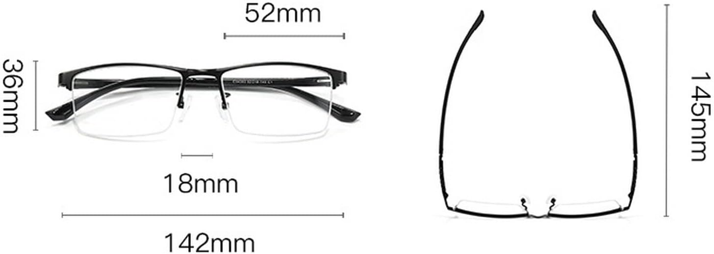 Business – Lentes de lectura para hombre, con bloqueo de luz azul, medio marco, para computadora, anteojos rectangulares para mujer
