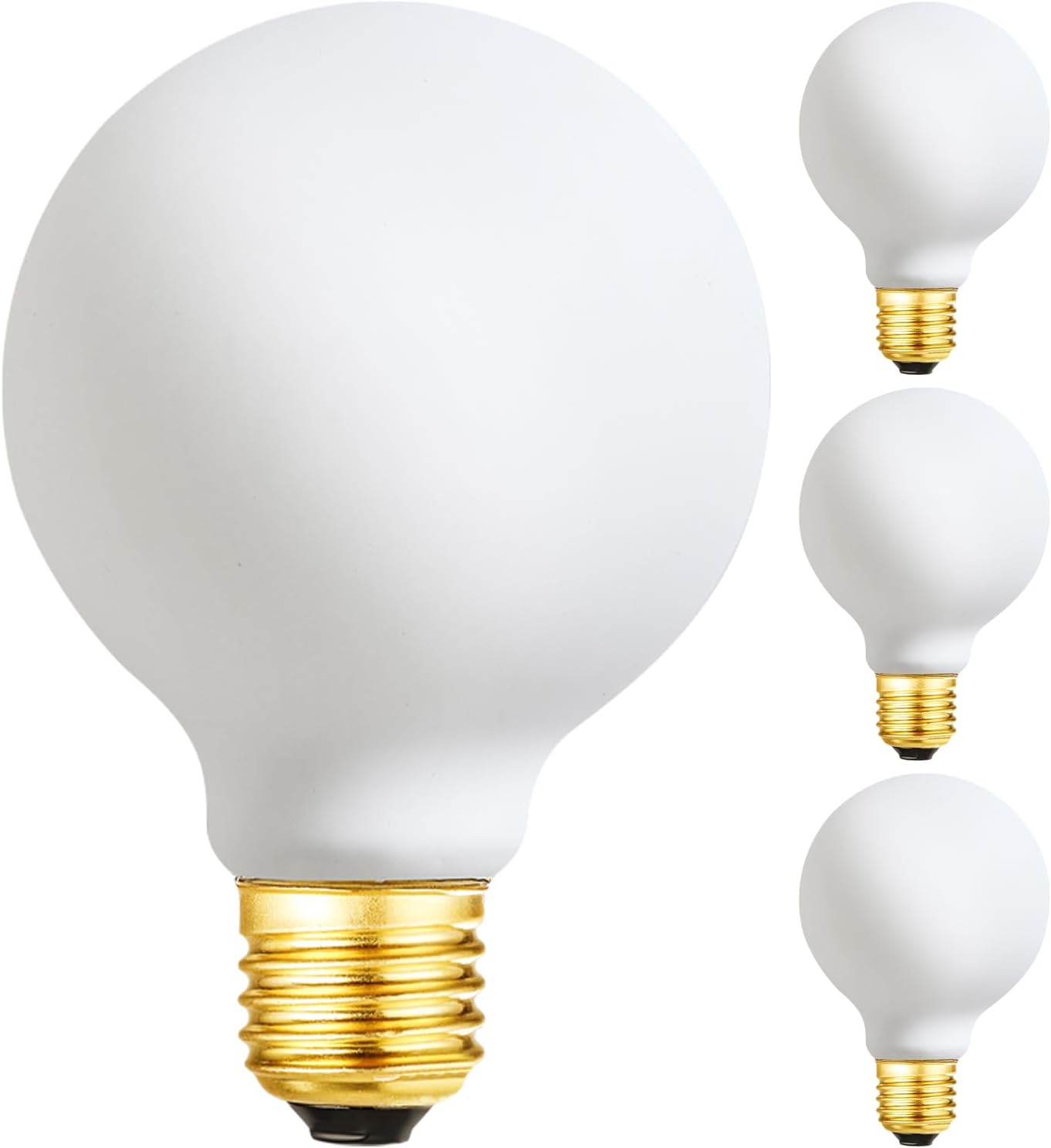 Leools Bombilla LED G25G80 regulable sin parpadeo blanco mate 6 W blanco suave 3000 K CRI95 600 LM, equivalente a 60 W, bombilla LED Edison Globe