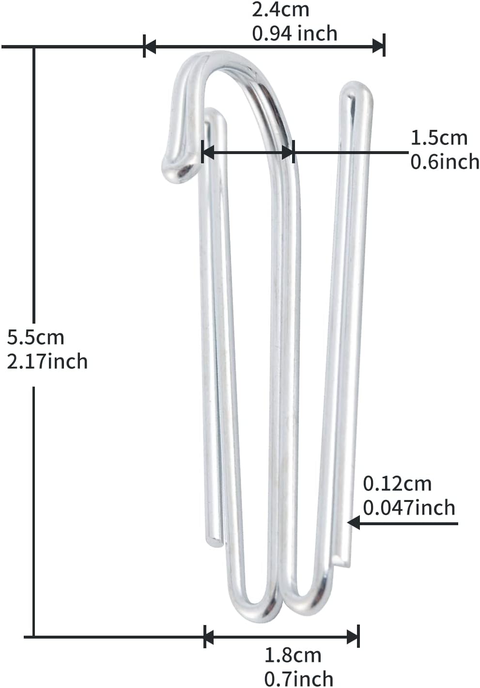 Ganchos de metal para cortinas, pasadores de cinta plisados, resistentes ganchos profundos (paquete de 20)