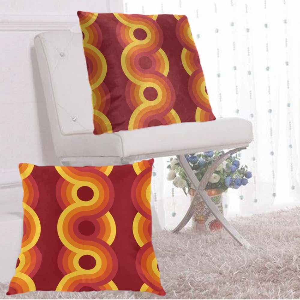 WONDERTIFY Juego de 2 fundas de almohada geométricas vintage de los años 70, retro de los años 60, Groovy Bauhaus, cuadradas, para cojín decorativo,