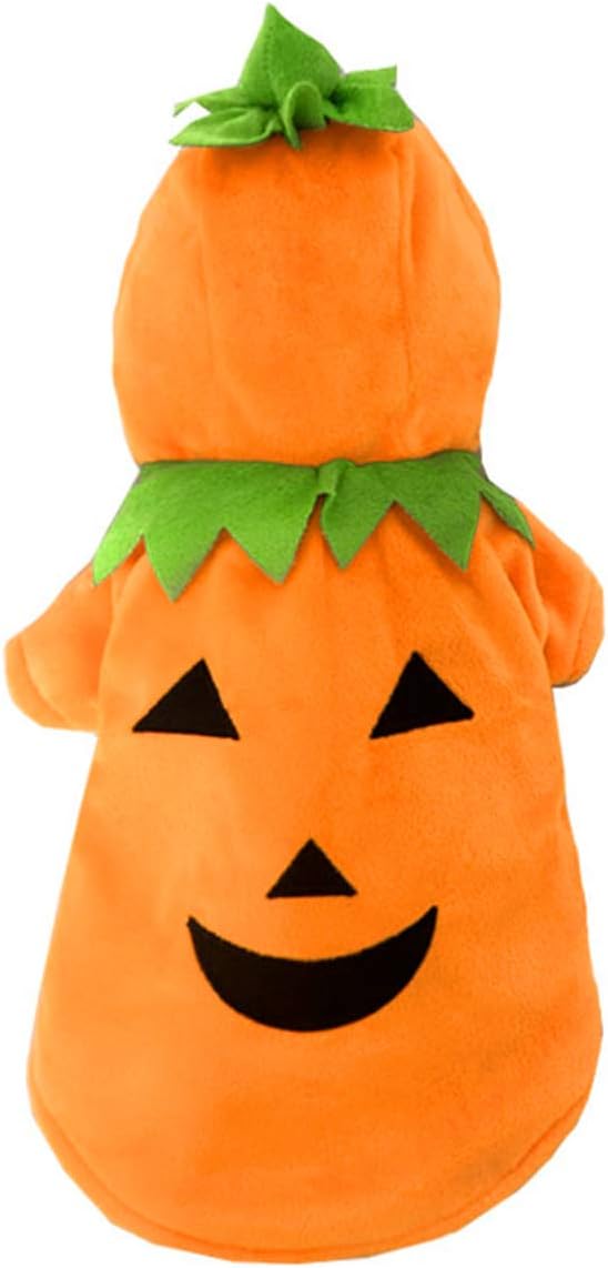 Disfraz de calabaza de Halloween para perro, gato, trajes de cosplay para mascotas, ropa de forro polar con capucha, suéter, abrigo, disfraces de