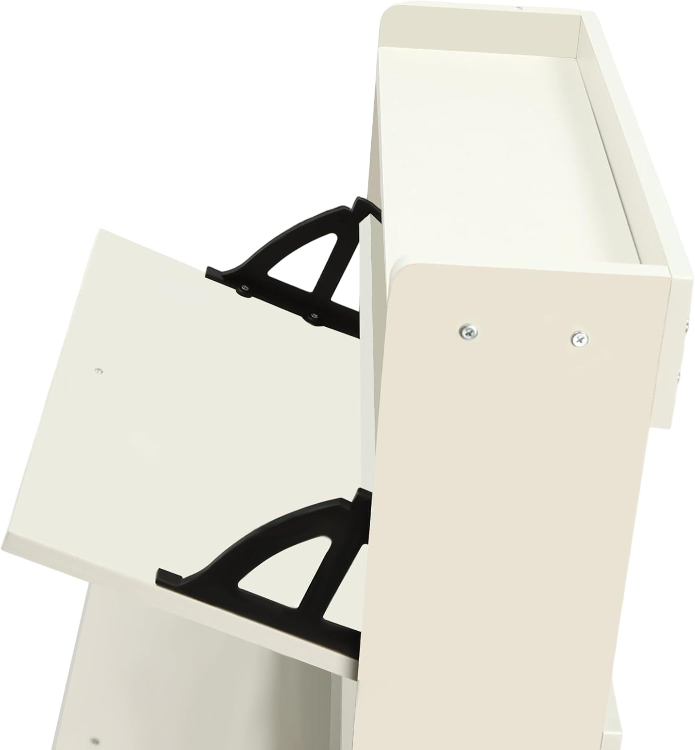 Zapatero moderno de 3 niveles blanco organizador de almacenamiento de pie, organizador de zapatos ajustable estante independiente con 3 puertas