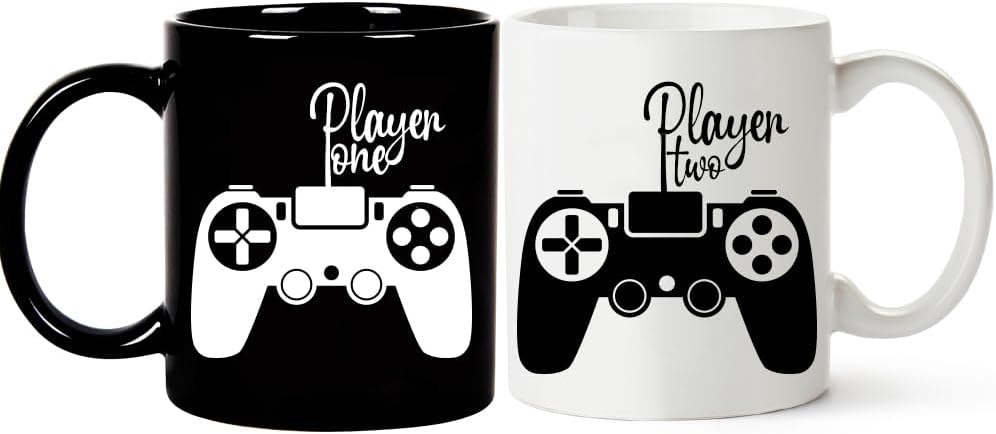 Taza para parejas Player One Player Two Gamer, regalos para parejas, regalos para novio, novia, día de San Valentín, aniversario, cumpleaños,