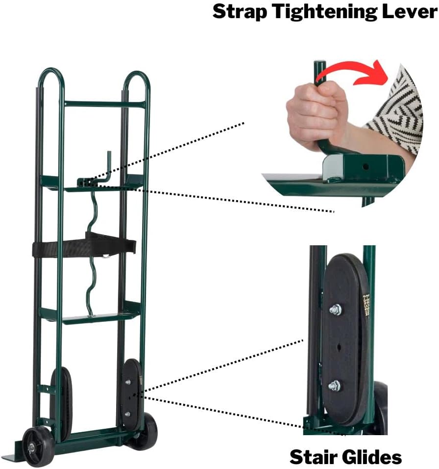 Harper Trucks Sistema de elevación para camión de mano + correas móviles para hombro (2 personas)