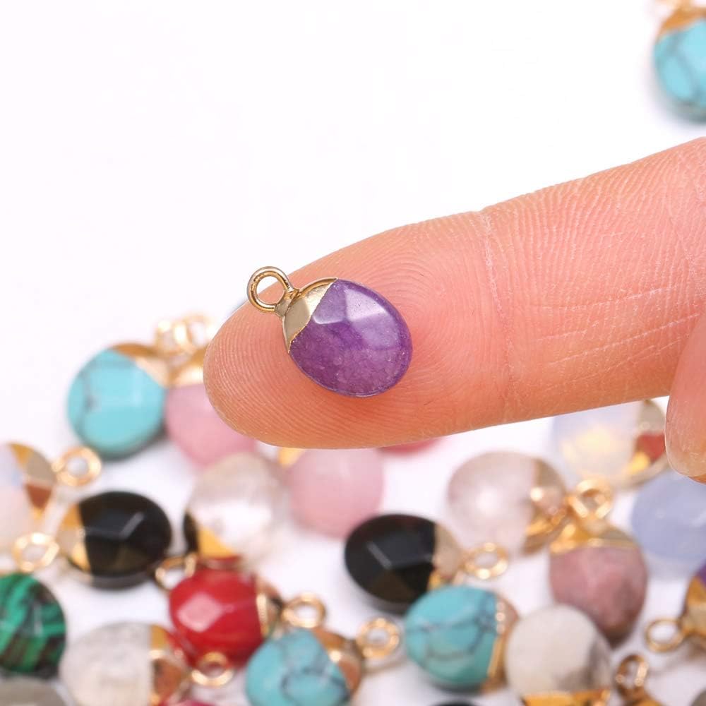 10 dijes de piedra semipreciosa natural, de 0.315 x 0.512 in para hacer joyas, jade turquesa, ágata de cristal de cuarzo, pulsera, collar, hallazgos
