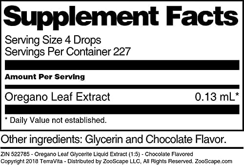 TerraVita Extracto líquido de glicerita de hoja de orégano (15) – Sabor a chocolate (1 oz, ZIN 522785)