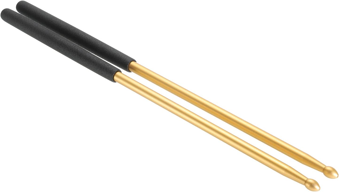 PATIKIL Bastón de metal 5A antideslizante para tambor de jazz, batería electrónica, instrumento musical, percusión dorada, 1 par