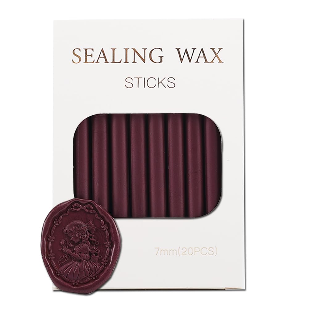STAMPMASTER – Varillas de cera de sellado de color rojo profundo para sello de cera, 20 varillas de cera para pistola de cera para invitaciones de