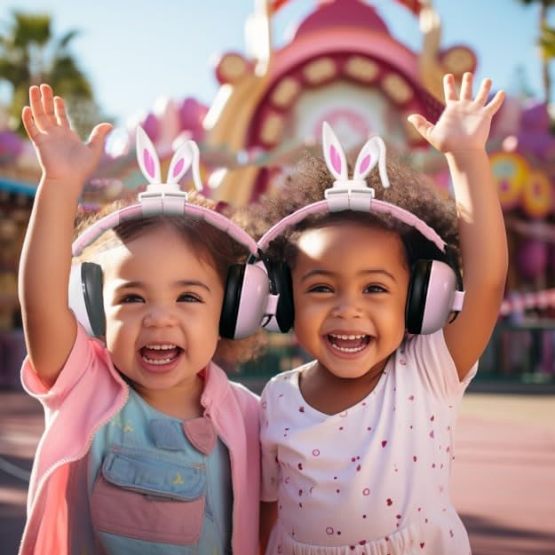 clawster Protección auditiva rosa para bebés y niñas, orejeras ajustables con reducción de ruido de 27 dB, accesorio divertido y lindo para niños de